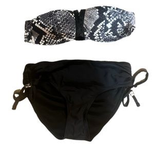Strapless Snake Print Swim Top